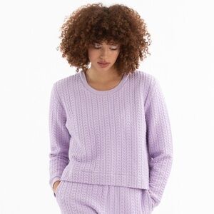 Ali Golden Quilted Crewneck Sweatshirt in Lilac Size Medium Large